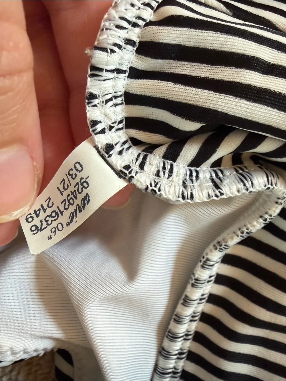 Aerie Black & White Striped Longline Triangle Bikini Set – Top S / Bottom XS